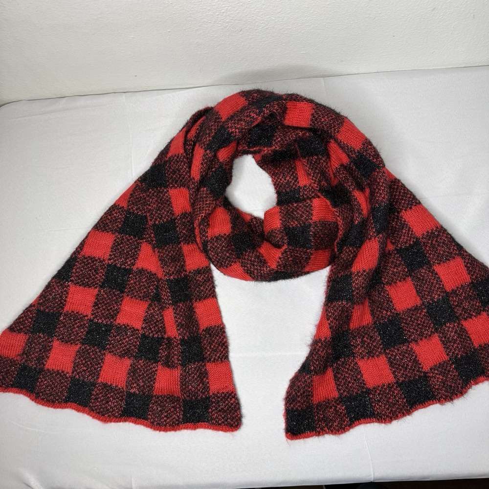Collection Eighteen Red Plaid Rectangle Scarf Cabincore Christmas Holiday